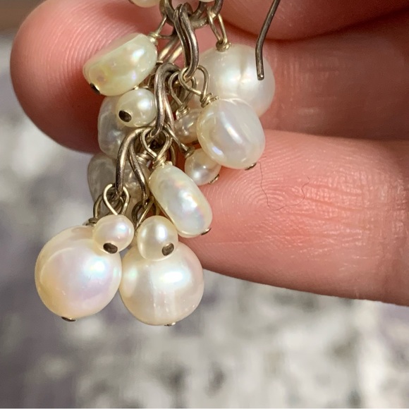 Sterling Silver and Pearl Drop Earrings - Picture 3 of 7